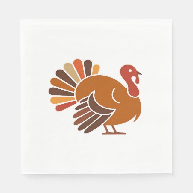 Serviette En Papier Retro Thanksgiving Turquie - Automne Harvest Desig (Devant)