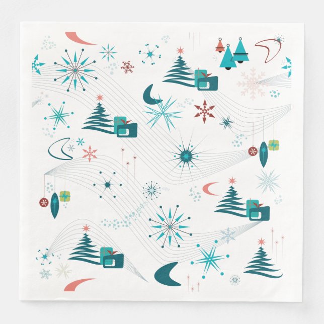 Serviette En Papier Retro Un Noël Go-Go (Devant)