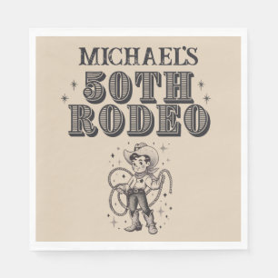 Serviette En Papier Retro vintage Cowboy Rodeo 50e fête d'anniversaire