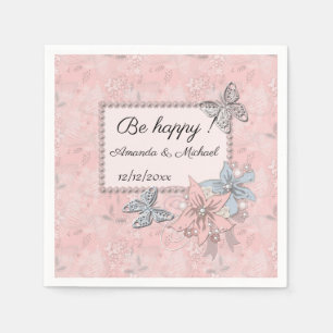 Serviette En Papier Retro vintage élégant cadre rose perles être