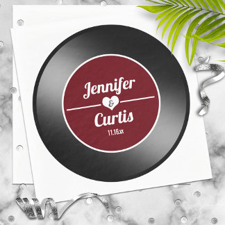 Serviette En Papier Retro Vinyl Record Vin Rouge Mariage