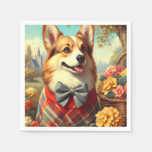 Serviette En Papier Retro Welsh Corgi Cardigan Peinture
