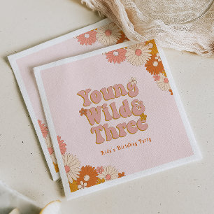 Serviette En Papier Retro Young Wild et trois 3e anniversaire
