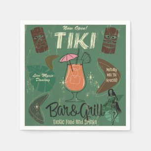Serviette En Papier Rétros serviettes de cocktail de Tiki Bar&Grill