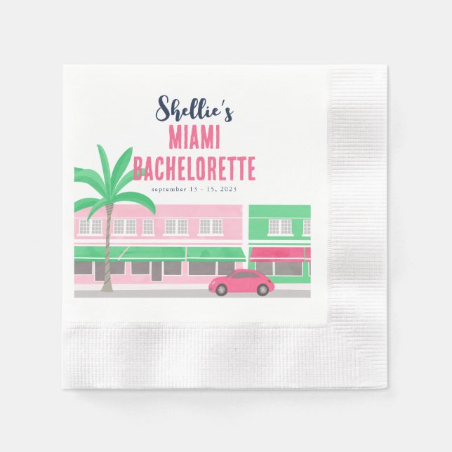 Serviette En Papier Retrouve-moi à Miami Enterrement de vie de jeune f (Devant)