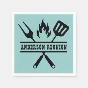 Serviette En Papier Réunion de famille Aqua BBQ
