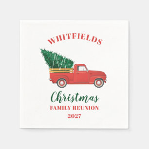 Serviette En Papier Réunion de Famille Camionnette Rouge de Noël Perso