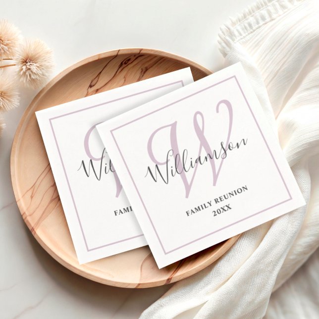 Serviette En Papier Réunion de famille chic monogramme  (Créateur téléchargé)