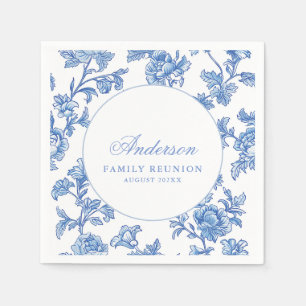 Serviette En Papier Réunion de famille Fleurie Bleue