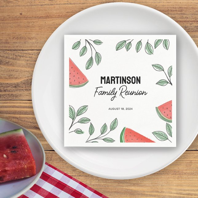 Serviette En Papier Réunion de famille moderne été arbre pastèque (Créateur téléchargé)