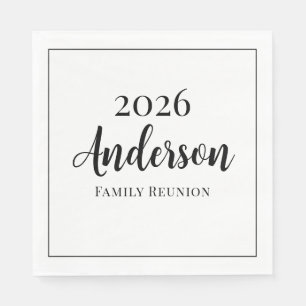 Serviette En Papier Réunion de famille noir et blanc moderne élégant