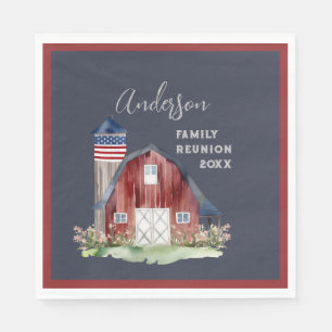 Serviette En Papier Réunion de famille patriotique rustique
