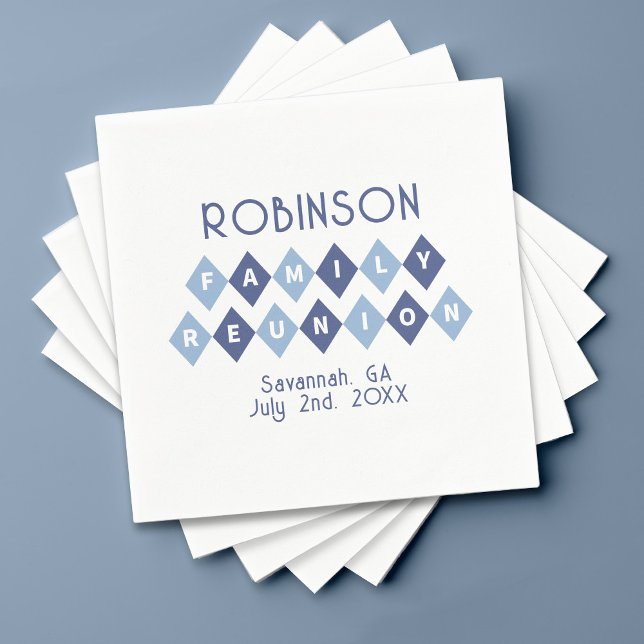 Serviette En Papier Réunion de famille rassemblement moderne pique-niq (You can FULLY customize ALL colors in this fun Family Reunion party napkin!)