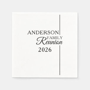 Serviette En Papier Réunion de famille simple noir et blanc moderne