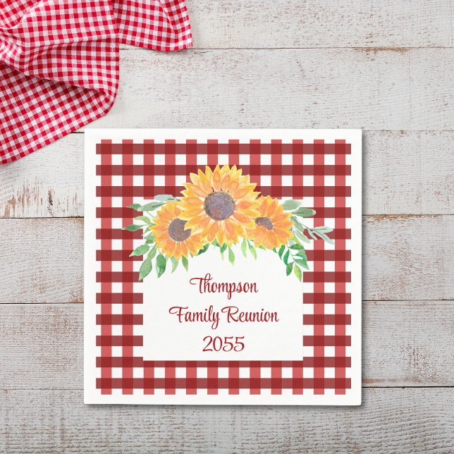 Serviette En Papier Réunion personnalisée de la famille des tournesols (Créateur téléchargé)