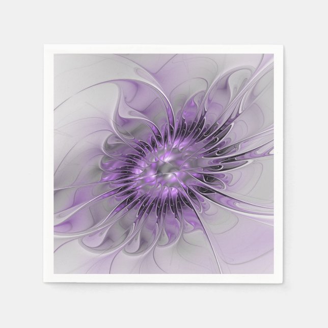 Serviette En Papier Rêve de fleur de lavande Art fractal abstrait mode (Devant)