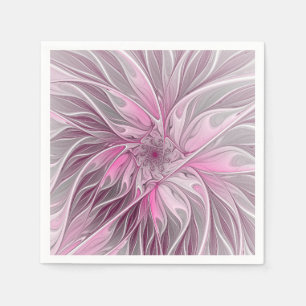 Serviette En Papier Rêve de fleur rose fractale, motif floral de fanta