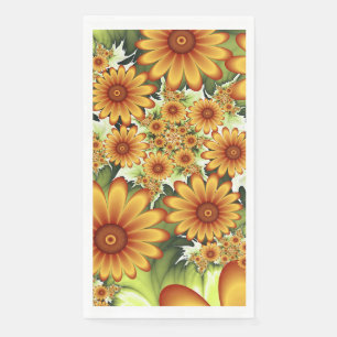 Serviette En Papier Rêve Floral, Art Fractal Moderne Abstrait Fleur