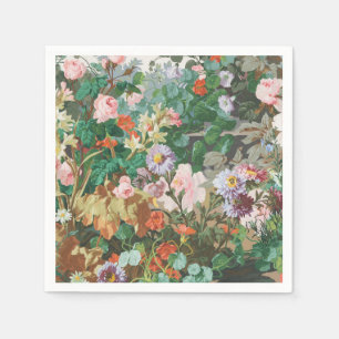 Serviette En Papier Rêve Maximaliste Floral Sombre Vintage