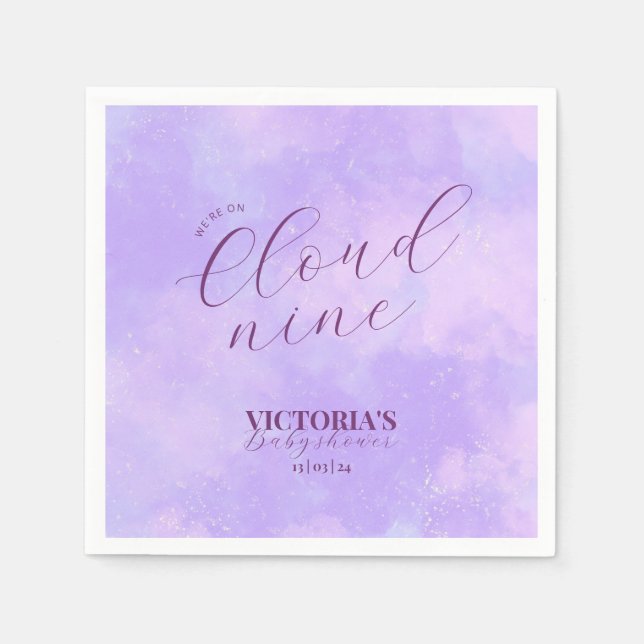 Serviette En Papier Rêvé Nous Sommes Sur Cloud Neuf Baby shower (Devant)