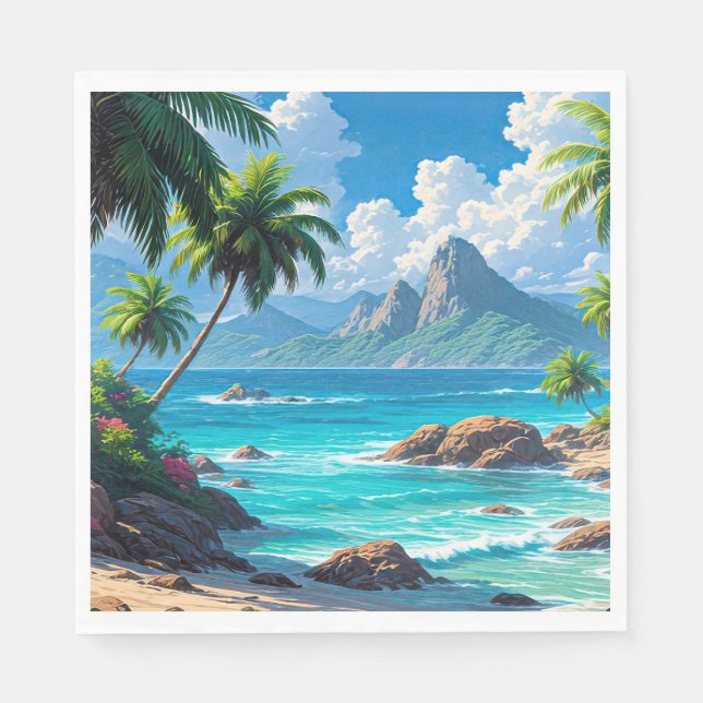 Serviette En Papier Rêve, Paradis Tropical, (Devant)