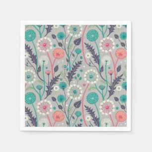 Serviette En Papier Rêve turquoise & Crimson Dandelion - Stylisé Flora