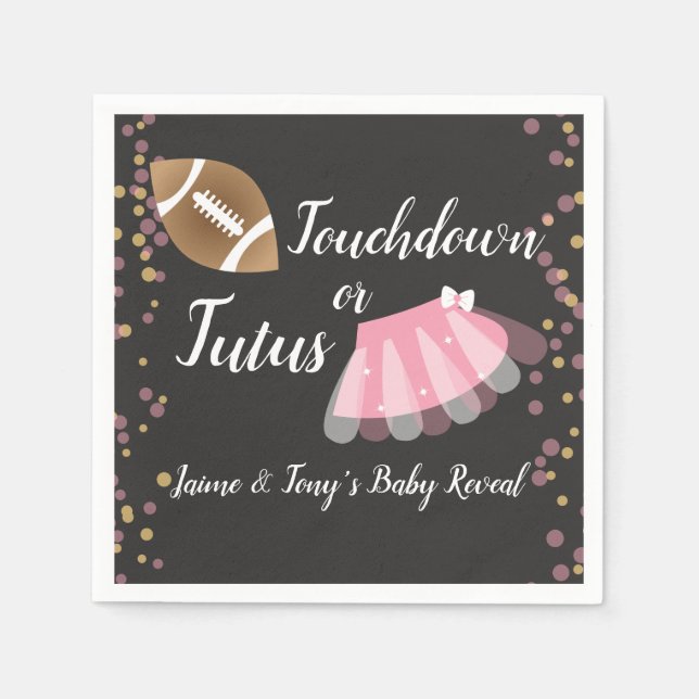 Serviette En Papier Révélation de bébé tutus ou Touchdown (Devant)