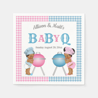 Serviette En Papier Révélation de genre Rose Bleu Gingham Bébé Q BBQ