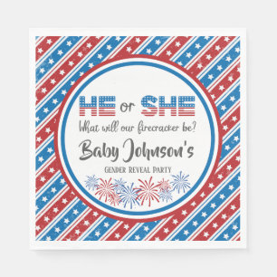 Serviette En Papier Révélation du genre du bébé - 4 juillet de pétards