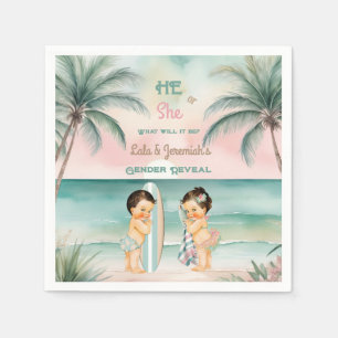 Serviette En Papier Révélation du sexe de bébé de plage tropicale Blus