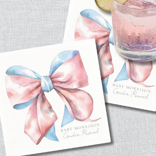 Serviette En Papier Révélation du Sexe Élégant Bleu Rose Ruban