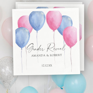 Serviette En Papier Révélation du sexe par ballons à l'aquarelle