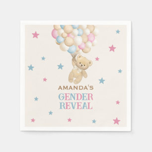 Serviette En Papier Révélation du sexe Rose Bleu Ours Ballons & Étoile