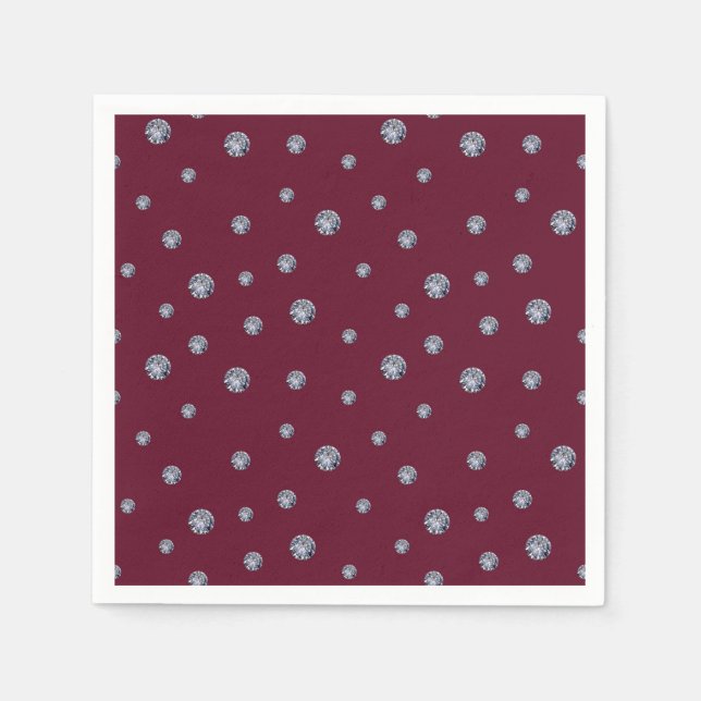 Serviette En Papier Rhinestons sur rouge foncé (Devant)