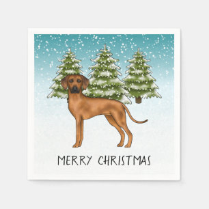 Serviette En Papier Rhodesian Ridgeback Avec Texte Forêt D'Hiver Neige