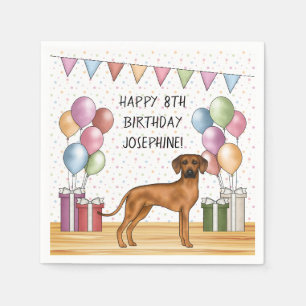 Serviette En Papier Rhodesian Ridgeback Colorful Pastel Joyeux Anniver