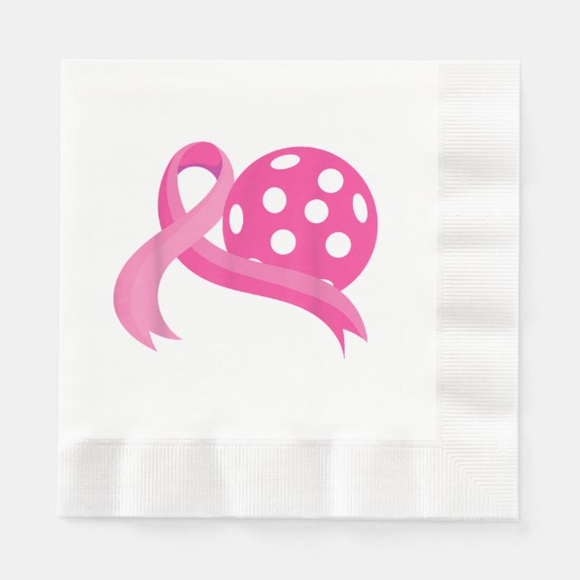 Serviette En Papier Ribbon Coeur Rose Cute Pickleball Cancer du sein A (Devant)
