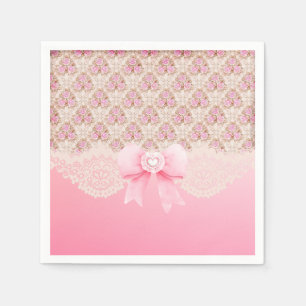 Serviette En Papier Ribbon Et Dentelle vintage Rose Floral Rose