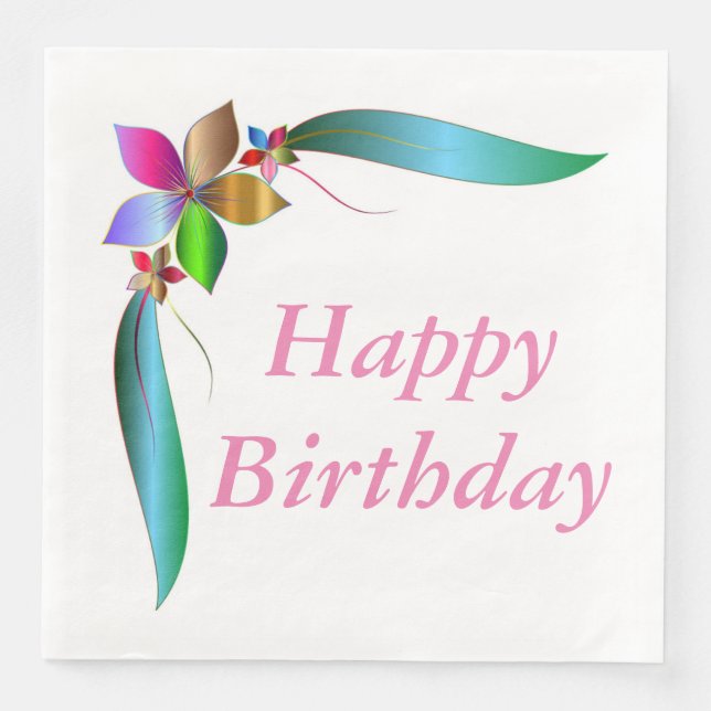 SERVIETTE EN PAPIER RIBBON FLEURIER "HEUREUX ANNIVERSAIRE" (Devant)