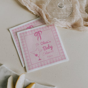 Serviette En Papier Ribbon pour bébé fille Douche rose soie oie rose
