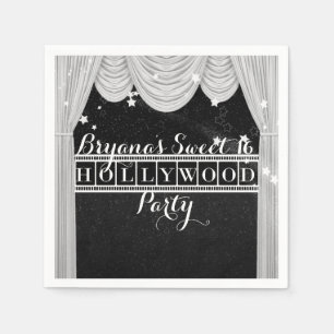 Serviette En Papier Rideaux HOLLYWOOD noir et blanc Fête élégante