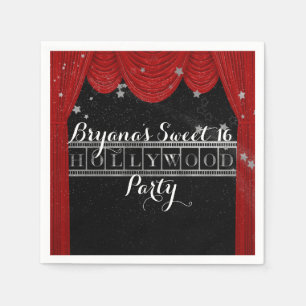 Serviette En Papier Rideaux HOLLYWOOD rouges et personnalisation de fê
