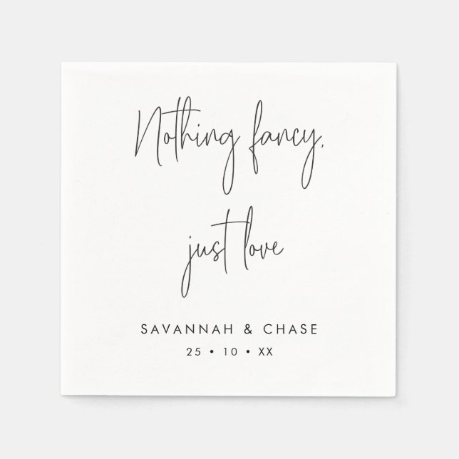 Serviette En Papier Rien De Fancy Just Love Monochrome Mariage (Devant)