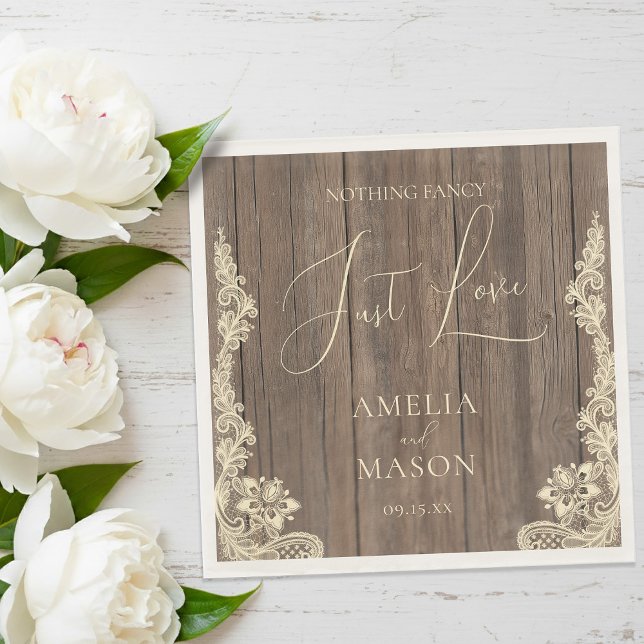 Serviette En Papier Rien de Fantastique Juste un Mariage Rustique Amou (Nothing Fancy Just Love Rustic Wedding Napkins)