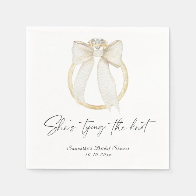 Serviette En Papier Ring Bow She's tying the knot Bridal Shower (Devant)