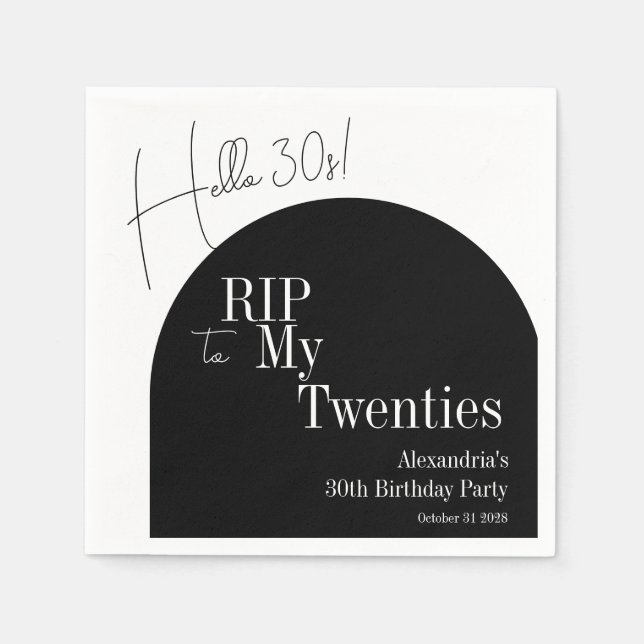 Serviette En Papier RIP 20s Hello 30s 30th birthday party (Devant)