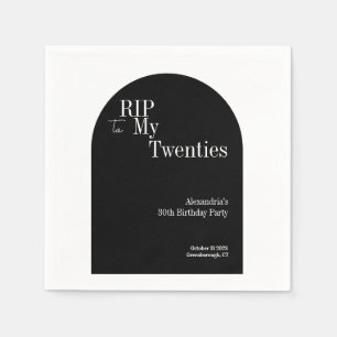 Serviette En Papier RIP gothique 20s 30e fête d'anniversaire Noir et b