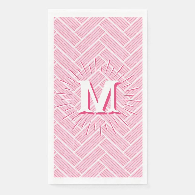 Serviette En Papier Ripple Herringbone in Pink Personalized (Devant)