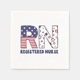 Serviette En Papier RN Infirmière inscrite 4 juillet subtile Américain
