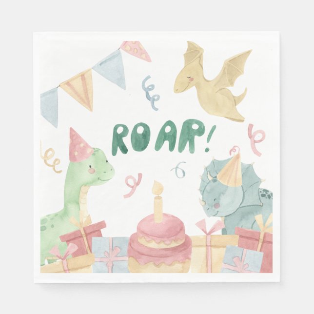 Serviette En Papier Roar Dinosoar Anniversaire serviettes Dino Anniver (Devant)